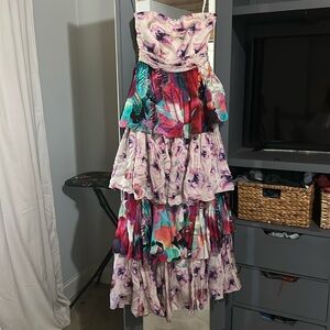 Nidhi Yasha strapless floral pattern maxi dress